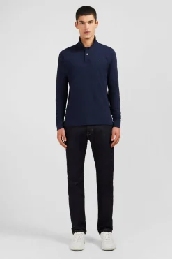 New Poo anche ongue Beu arine Uni En Pique De Coton tretch Homme Polos