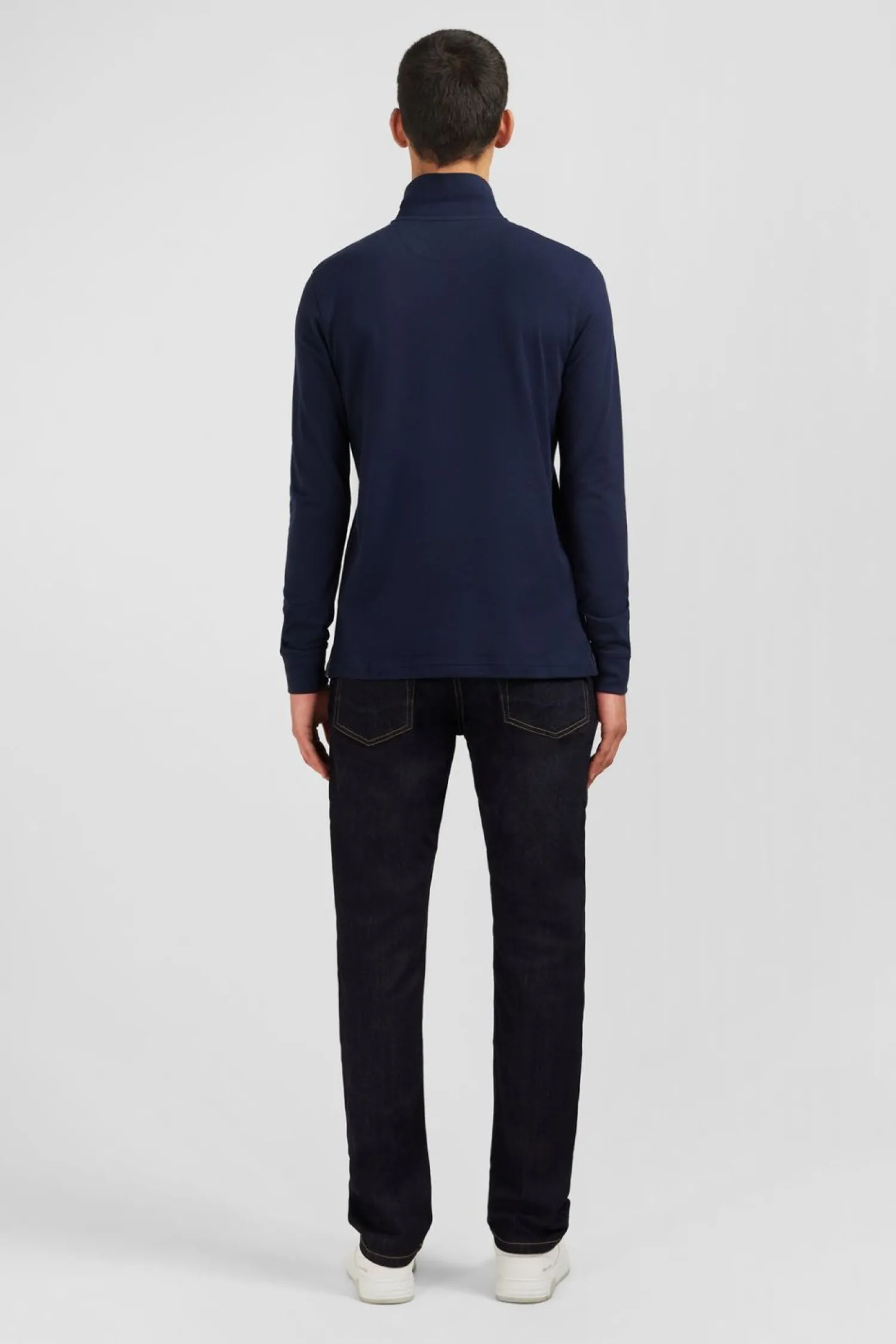 New Poo anche ongue Beu arine Uni En Pique De Coton tretch Homme Polos