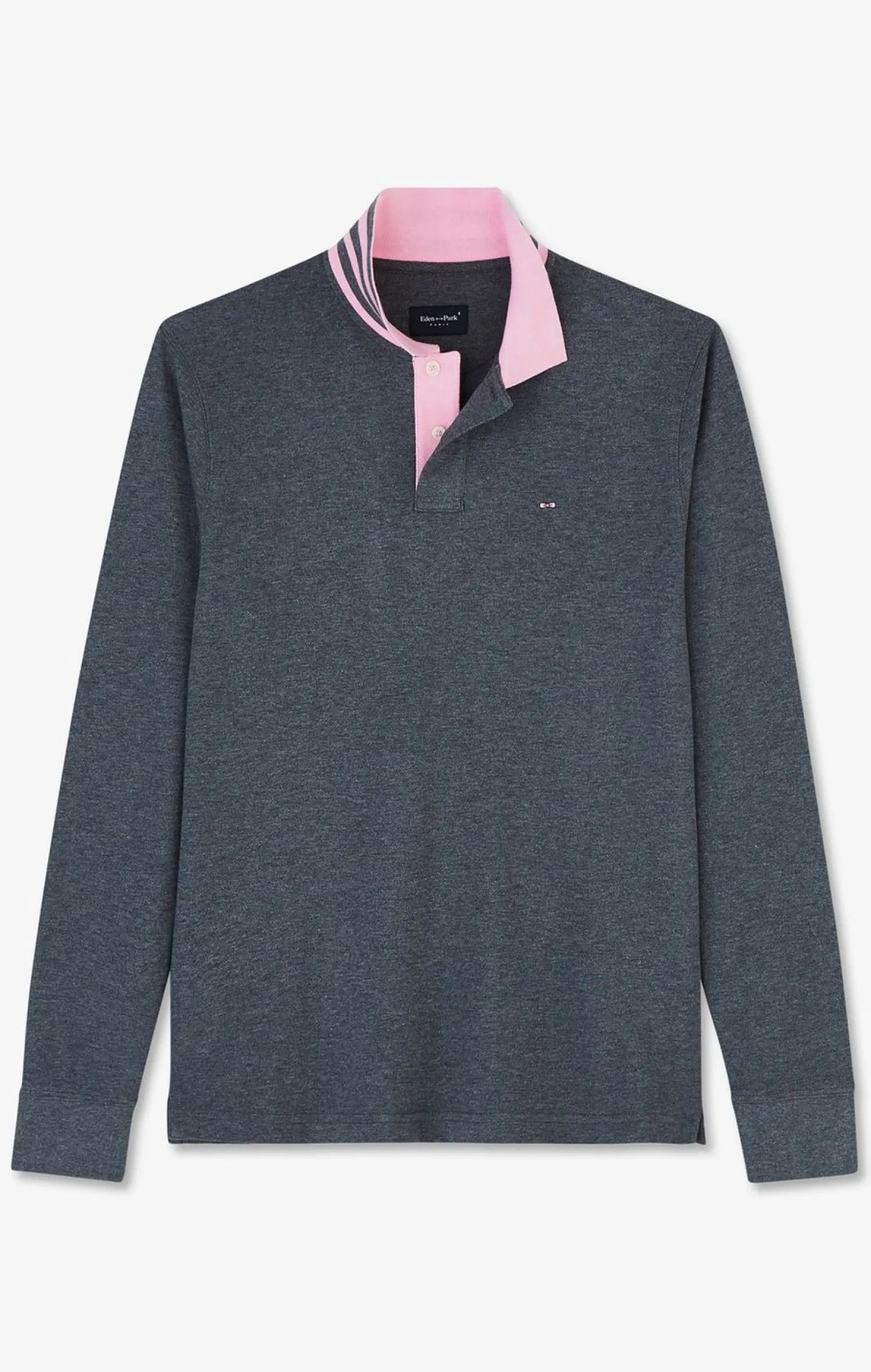 Clearance Poo anche ongue Gri En Coton Avec Co Contrate Homme Polos