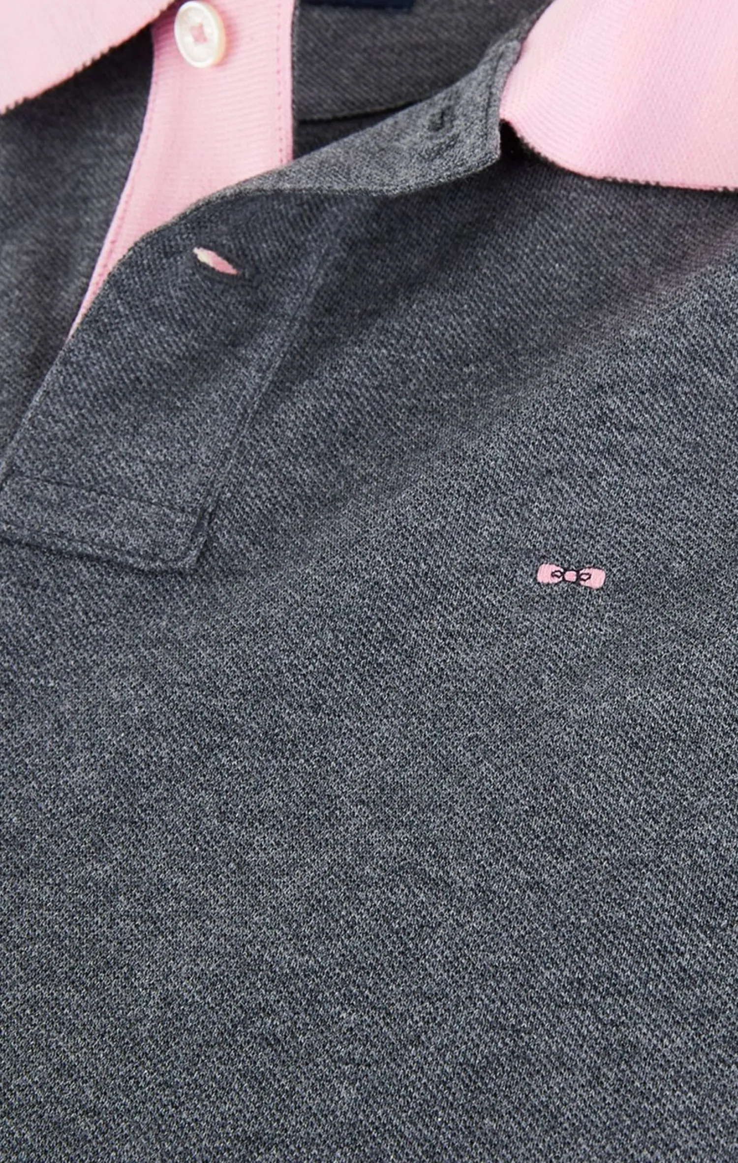 Clearance Poo anche ongue Gri En Coton Avec Co Contrate Homme Polos