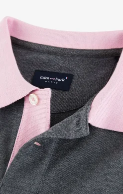 Clearance Poo anche ongue Gri En Coton Avec Co Contrate Homme Polos