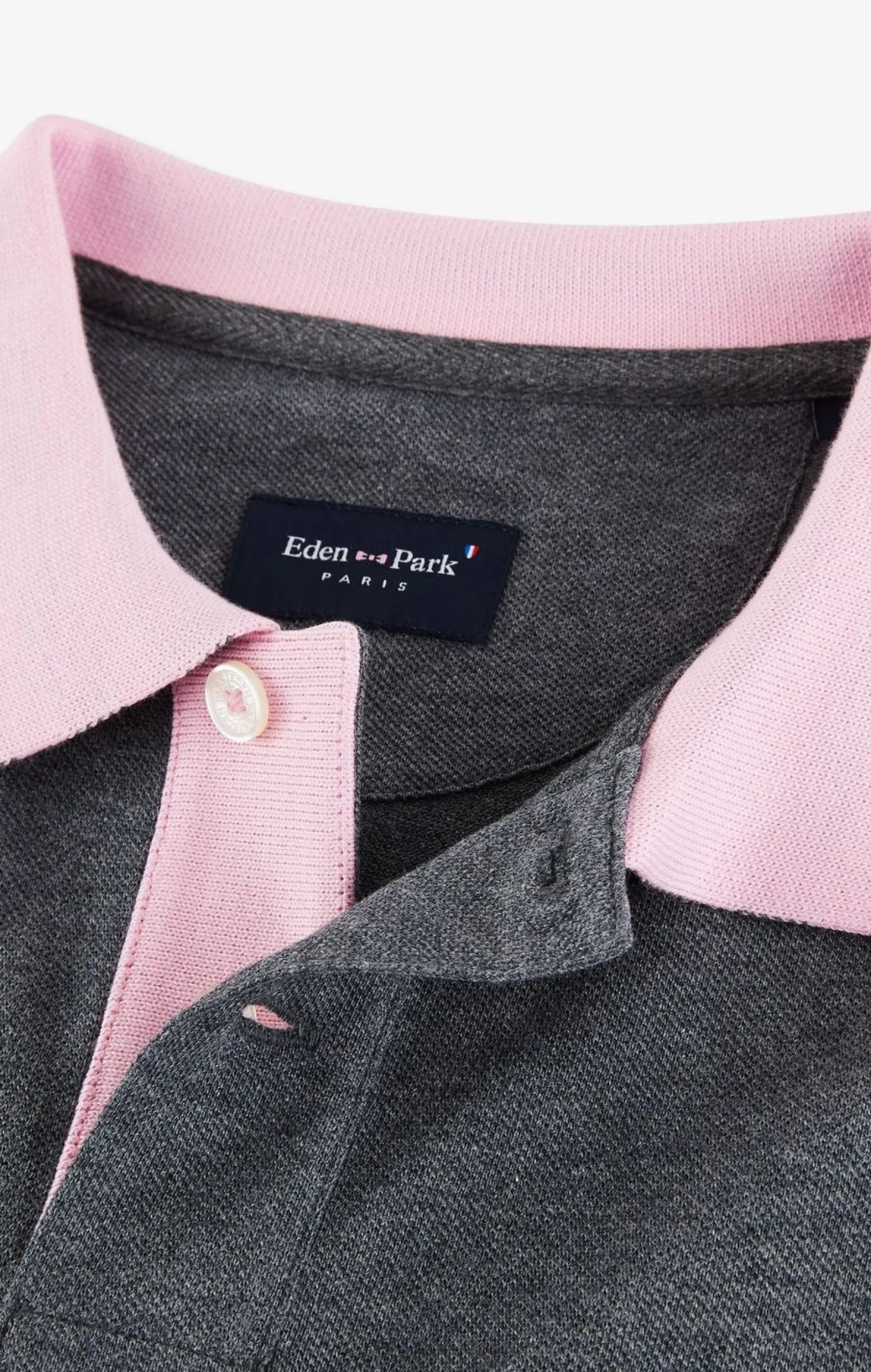 Clearance Poo anche ongue Gri En Coton Avec Co Contrate Homme Polos