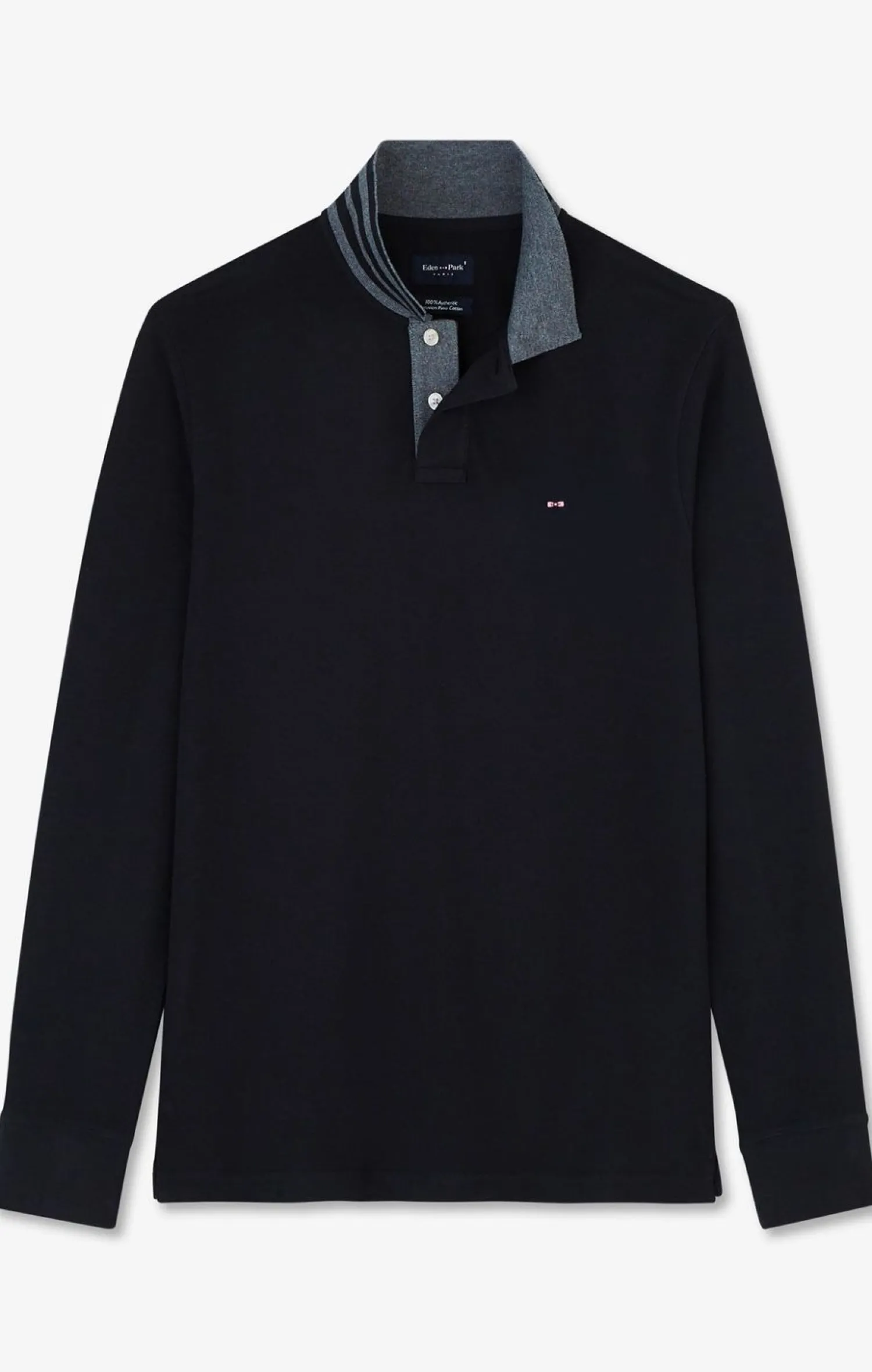 Poo anche ongue Noir En Coton Avec Co Contrate Homme Polos