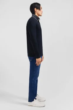 Poo anche ongue Noir En Coton Avec Co Contrate Homme Polos