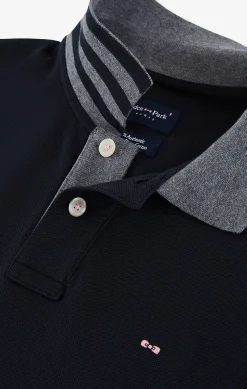 Poo anche ongue Noir En Coton Avec Co Contrate Homme Polos