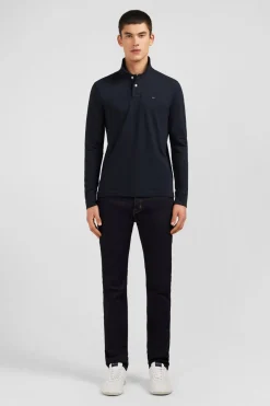 Hot Poo anche ongue Noir Uni En Pique De Coton tretch Homme Polos