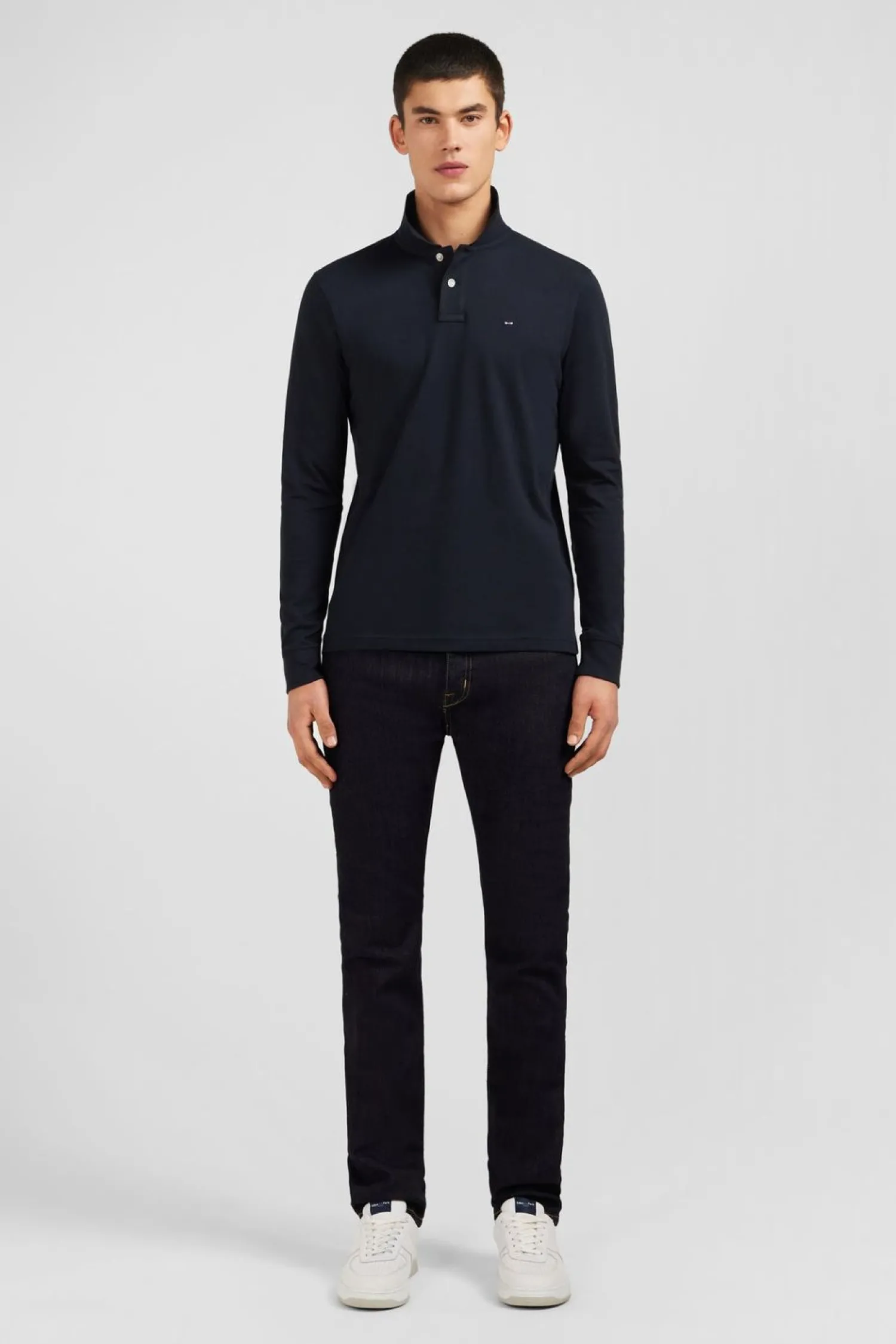 Hot Poo anche ongue Noir Uni En Pique De Coton tretch Homme Polos