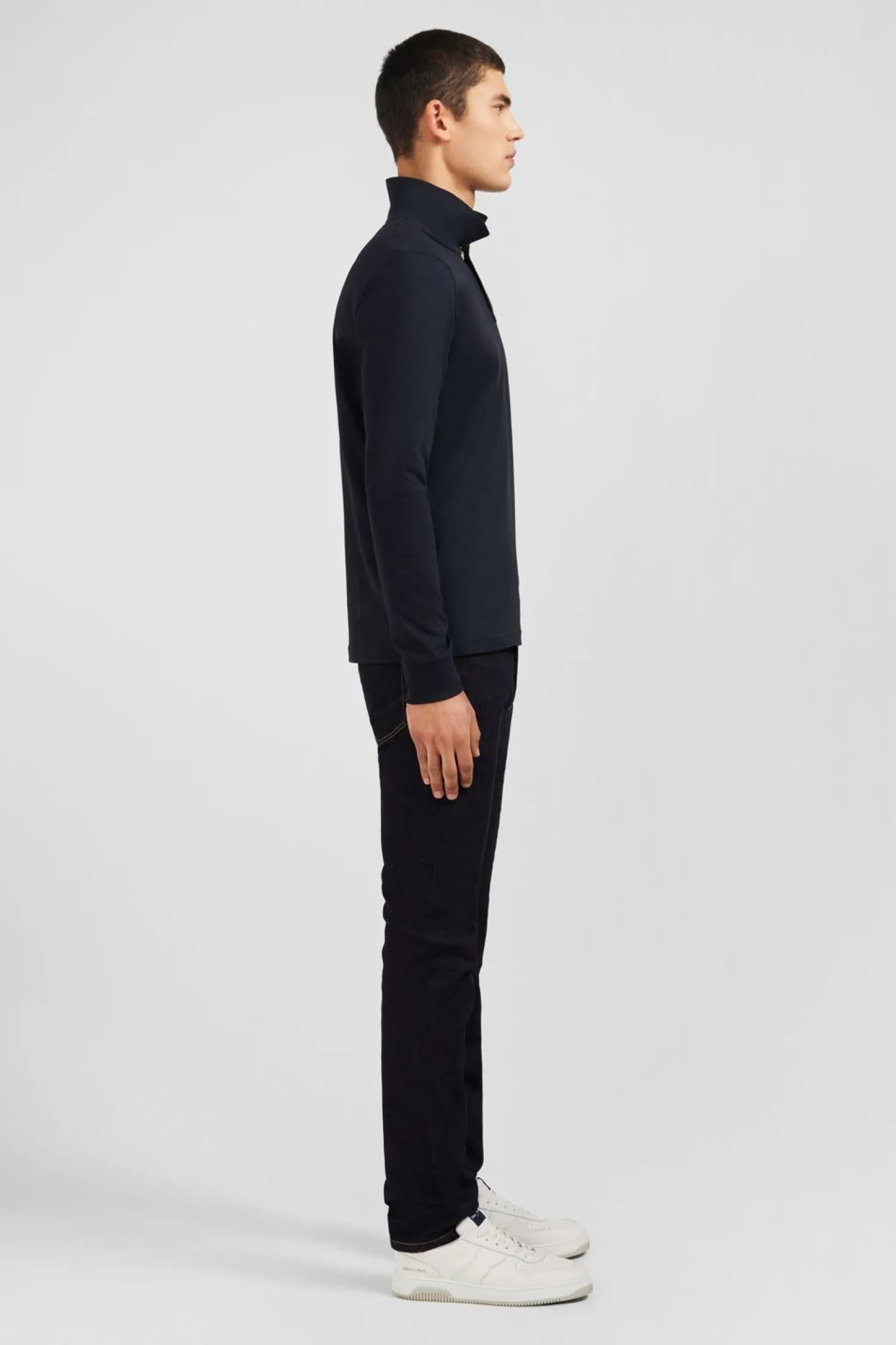 Hot Poo anche ongue Noir Uni En Pique De Coton tretch Homme Polos