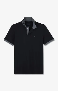 Hot Poo Noir En Coton Pia Avec Detai Contrate Homme Polos