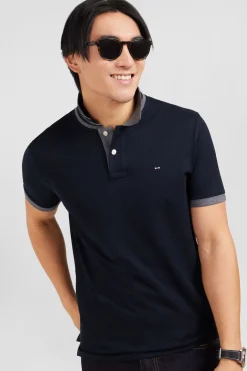 Hot Poo Noir En Coton Pia Avec Detai Contrate Homme Polos