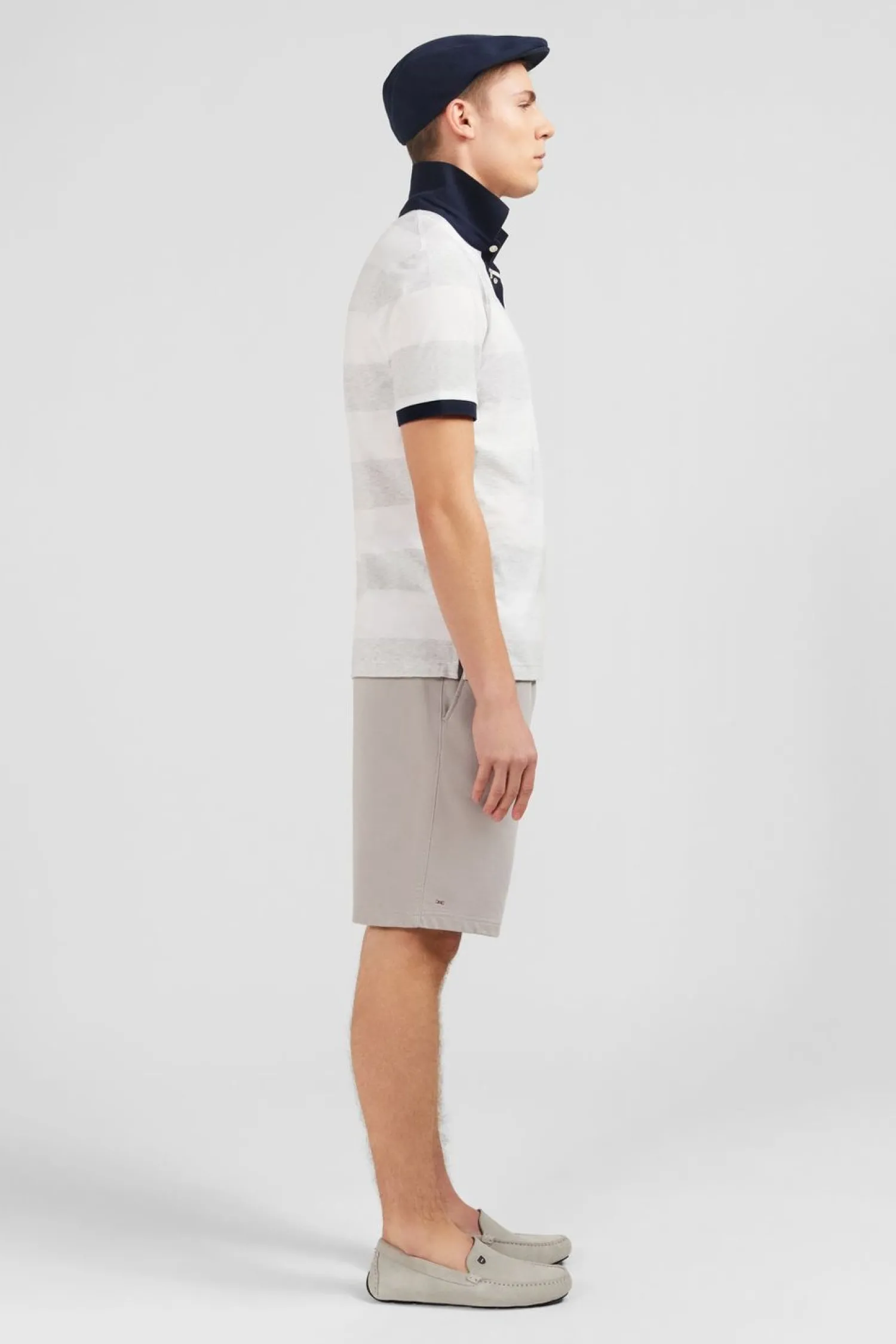 Hot Poo Raye Banc A anche Courte Homme Polos