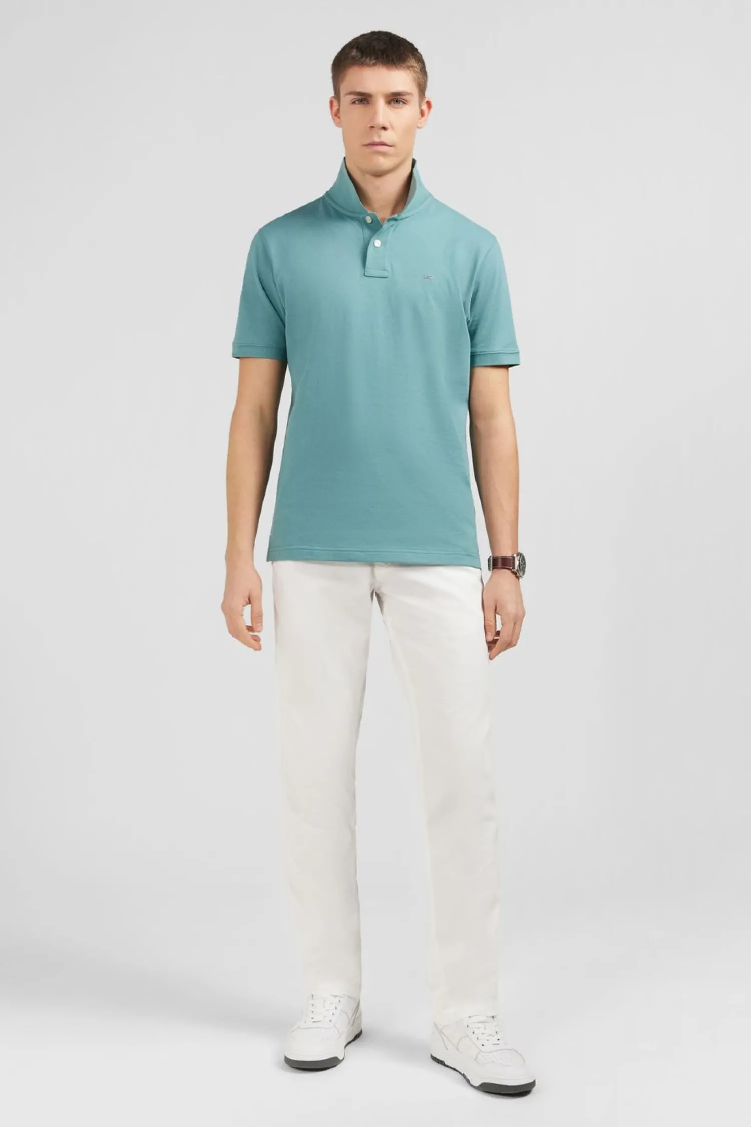 New Poo Vert Uni A anche Courte Homme Polos