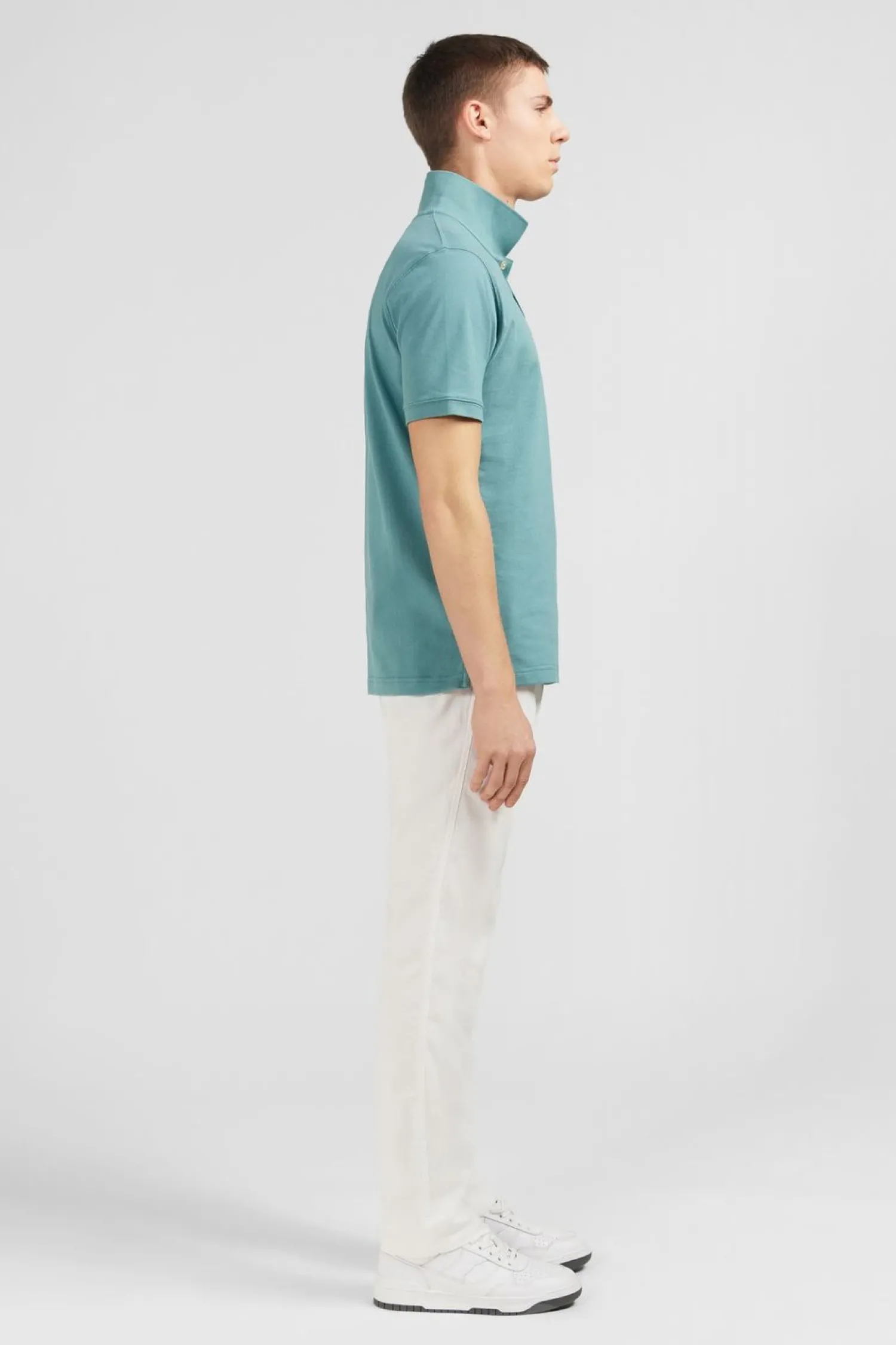 New Poo Vert Uni A anche Courte Homme Polos