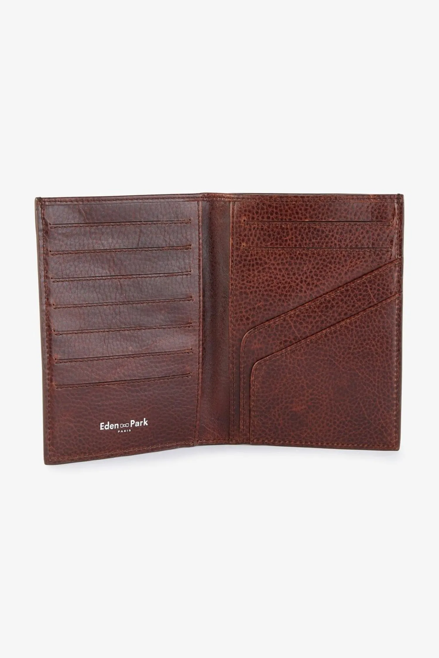 New Porte Feuille Passeport En Cuir Marron Fonce Homme Portefeuilles