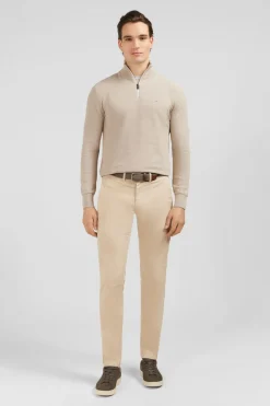 Online Pu Co Caionneur Zippe En Coton Beige Homme Pulls