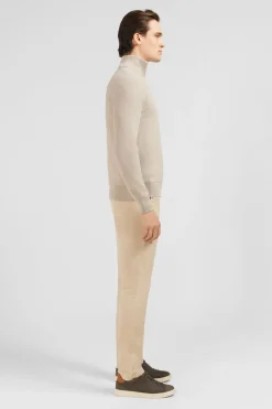 Online Pu Co Caionneur Zippe En Coton Beige Homme Pulls