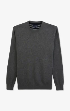 Outlet Pu Gri A Co Rond En Coton Homme Pulls