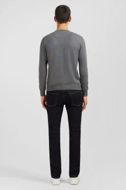 Outlet Pu Gri A Co Rond En Coton Homme Pulls