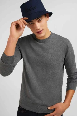 Outlet Pu Gri A Co Rond En Coton Homme Pulls