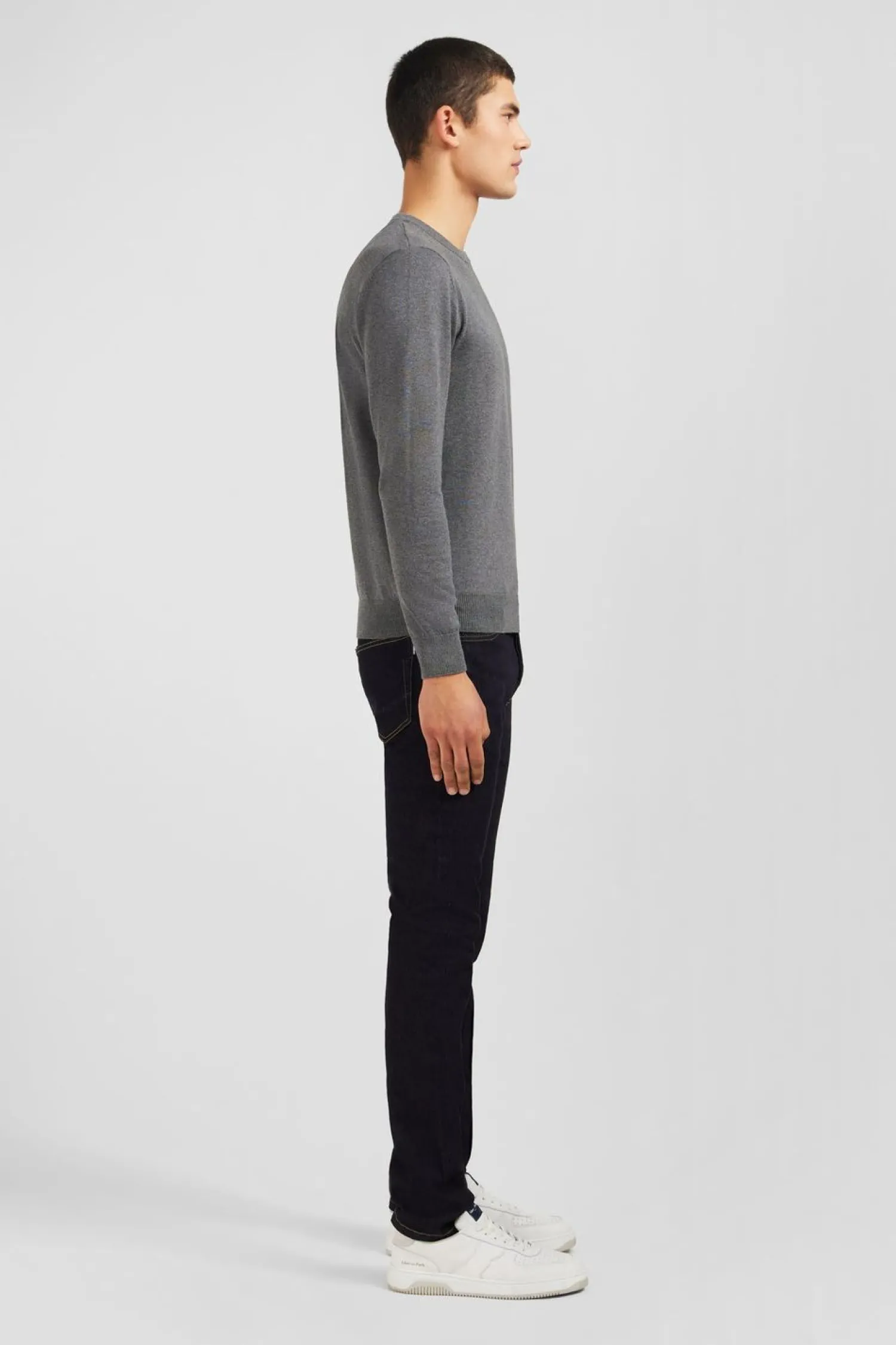 Outlet Pu Gri A Co Rond En Coton Homme Pulls