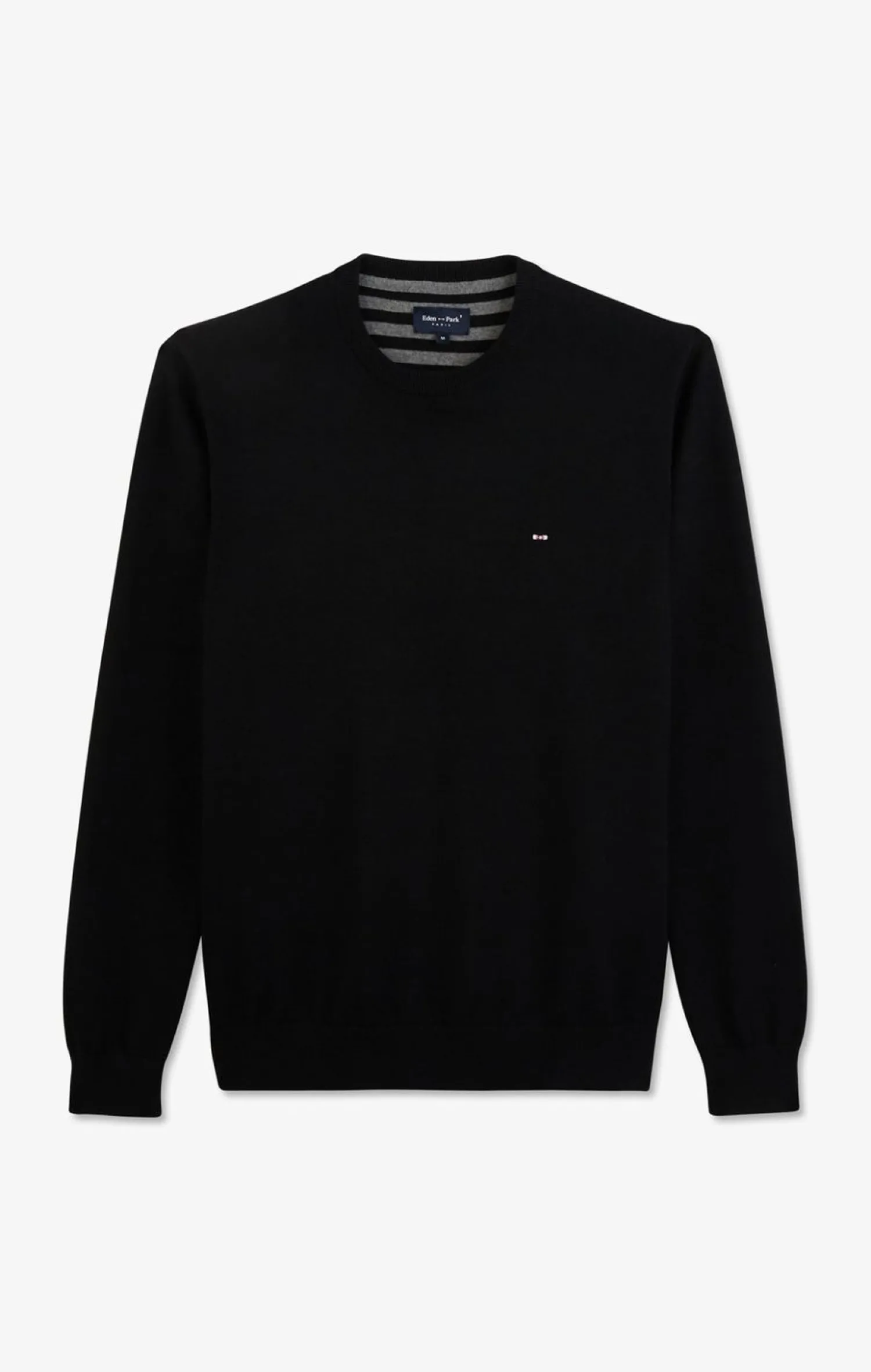 Clearance Pu Noir A Co Rond En Coton Homme Pulls