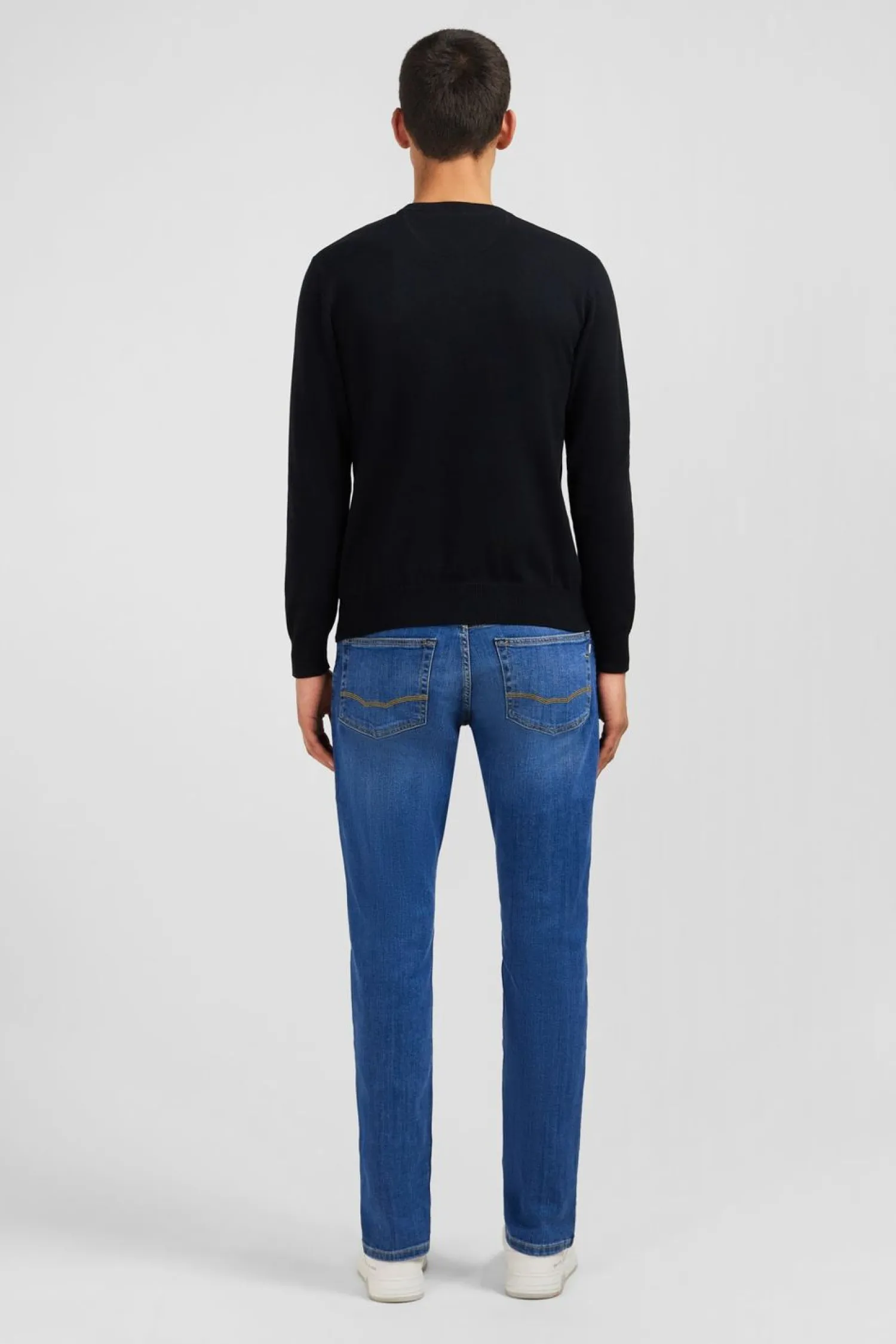 Clearance Pu Noir A Co Rond En Coton Homme Pulls