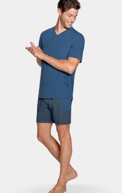 Online Pyjaa Court Beu hort A icro otif En Jerey Coton Homme Pyjamas