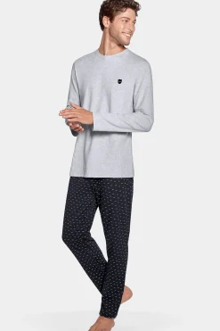 Online Pyjaa ong Gri A icro otif En Jerey Coton Homme Pyjamas