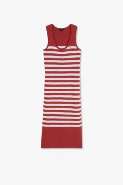 Outlet Robe Debardeur ariniere Rouge Et Banche En in Et Coton Femme Robes