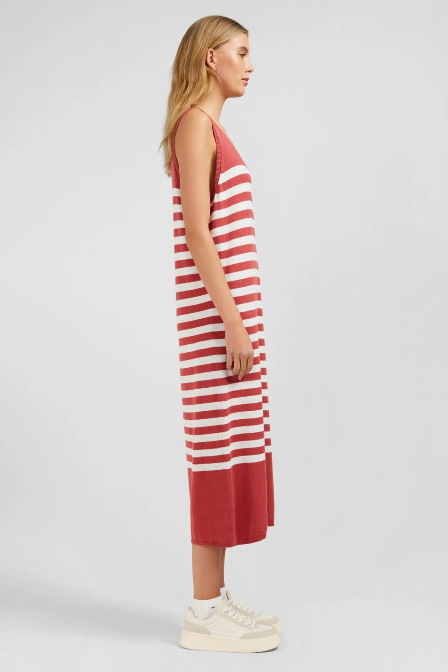 Outlet Robe Debardeur ariniere Rouge Et Banche En in Et Coton Femme Robes