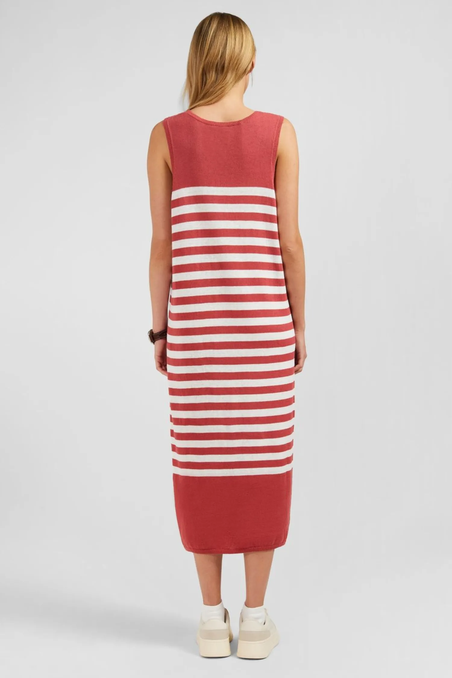 Outlet Robe Debardeur ariniere Rouge Et Banche En in Et Coton Femme Robes