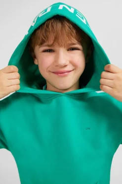 Sweatshirt A Capuche Serigraphiee Vert En Molleton Enfant Enfant