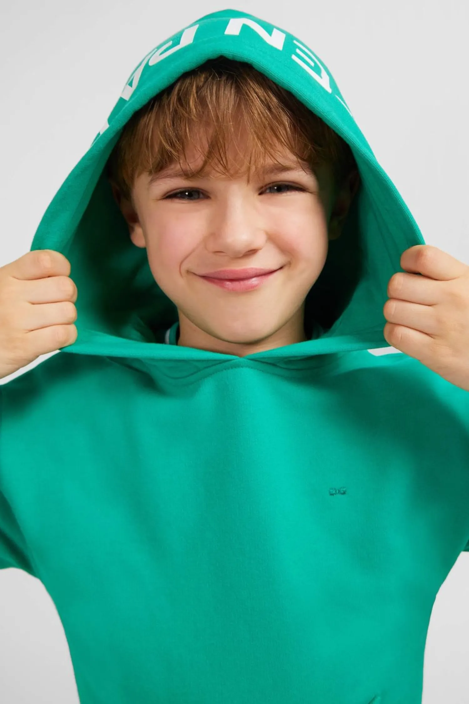 Sweatshirt A Capuche Serigraphiee Vert En Molleton Enfant Enfant