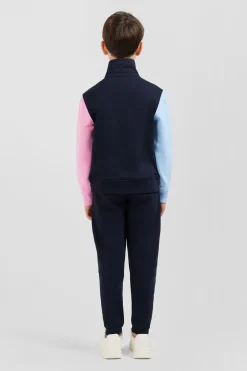 Best Sweatshirt Col Polo Marine Manches Bicolores En Coton Enfant Enfant