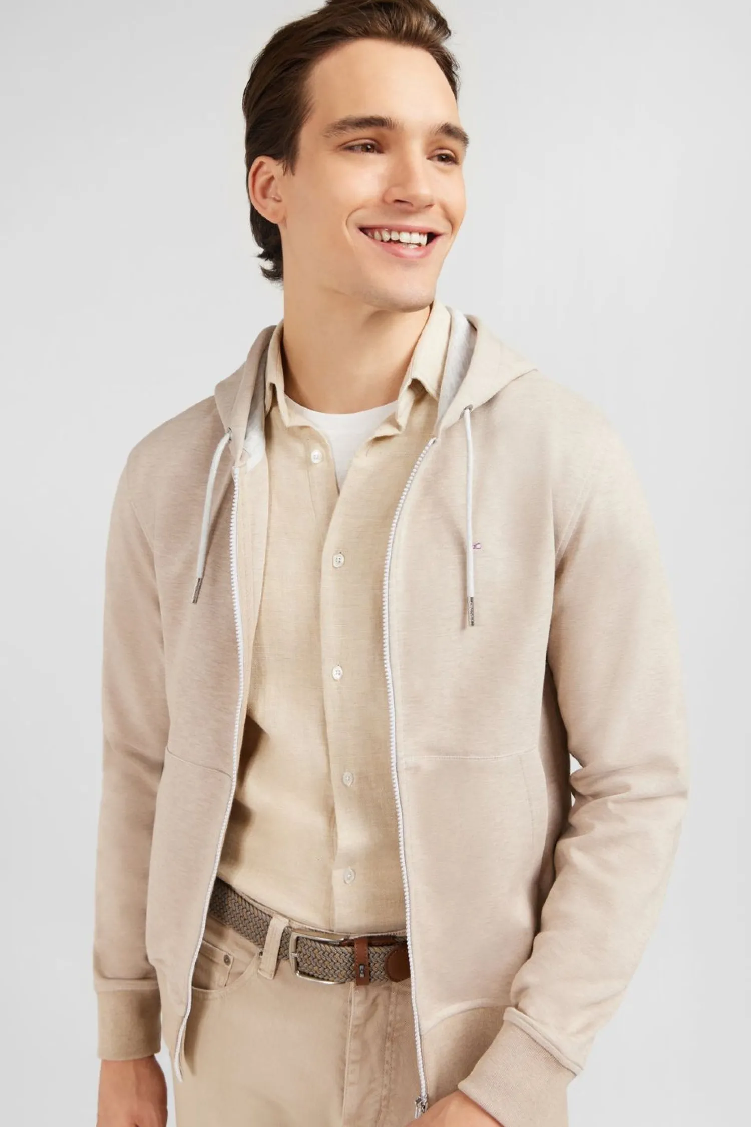 Sale weat Zippe A Capuche Beige Homme Sweats