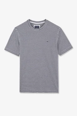 T-hirt A anche Courte Raye Beu Fonce Homme T-Shirts