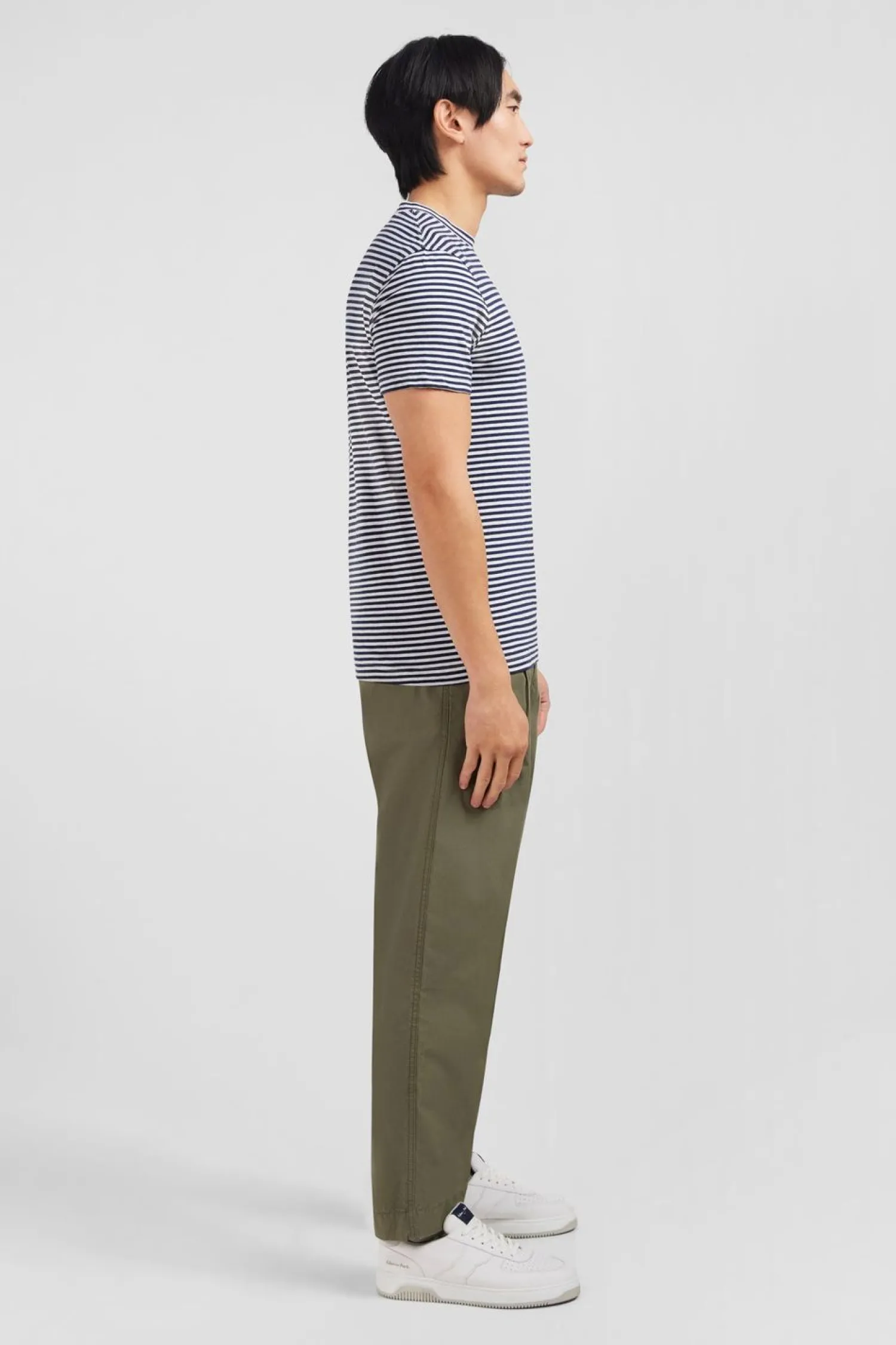 T-hirt A anche Courte Raye Beu Fonce Homme T-Shirts