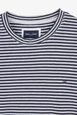 T-hirt A anche Courte Raye Beu Fonce Homme T-Shirts