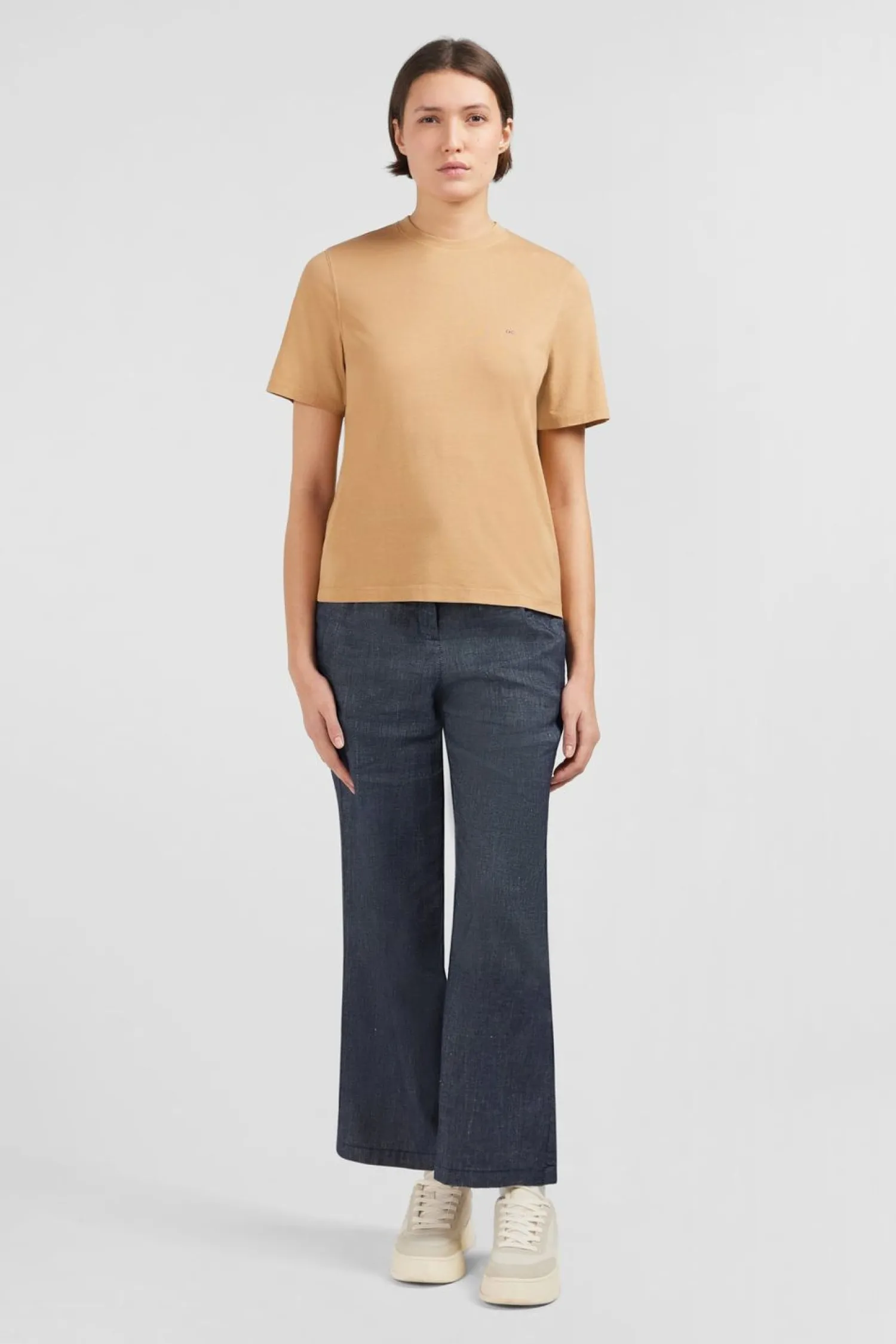 Online T-hirt Beige Uni A anche Courte Femme T-Shirts