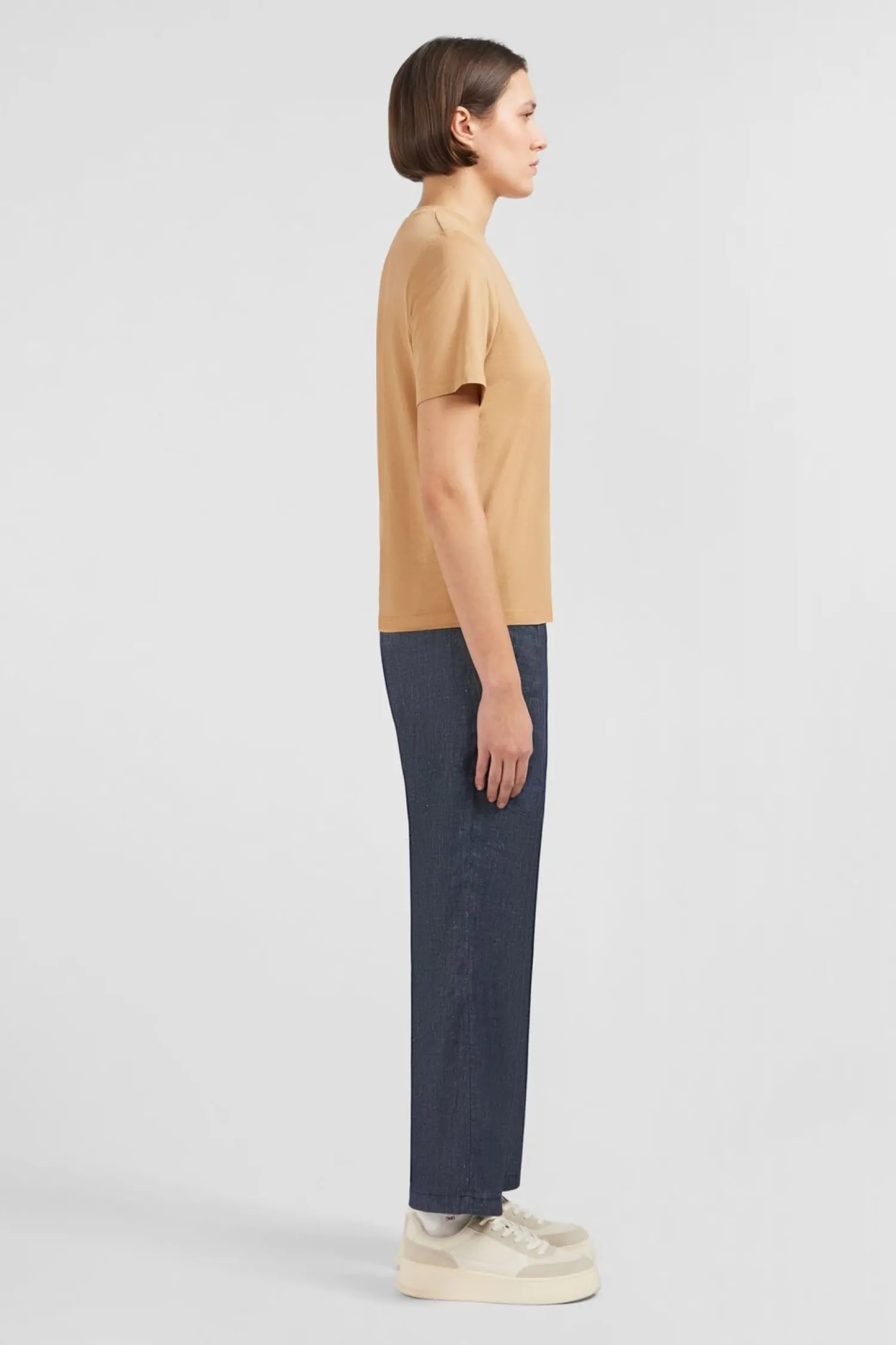 Online T-hirt Beige Uni A anche Courte Femme T-Shirts