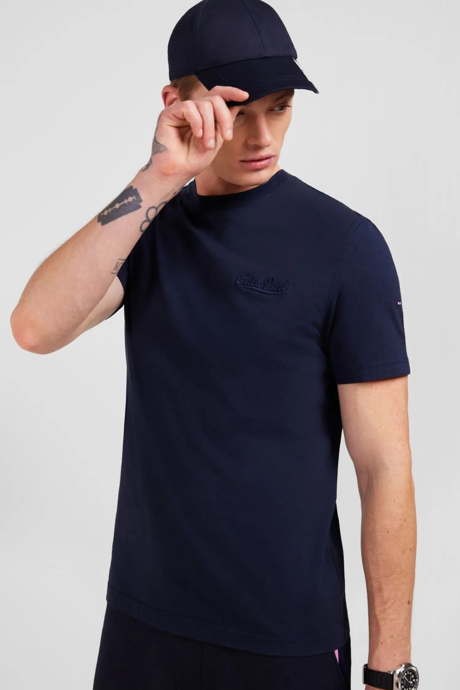 Discount T-hirt Beu Fonce A Broderie Homme T-Shirts