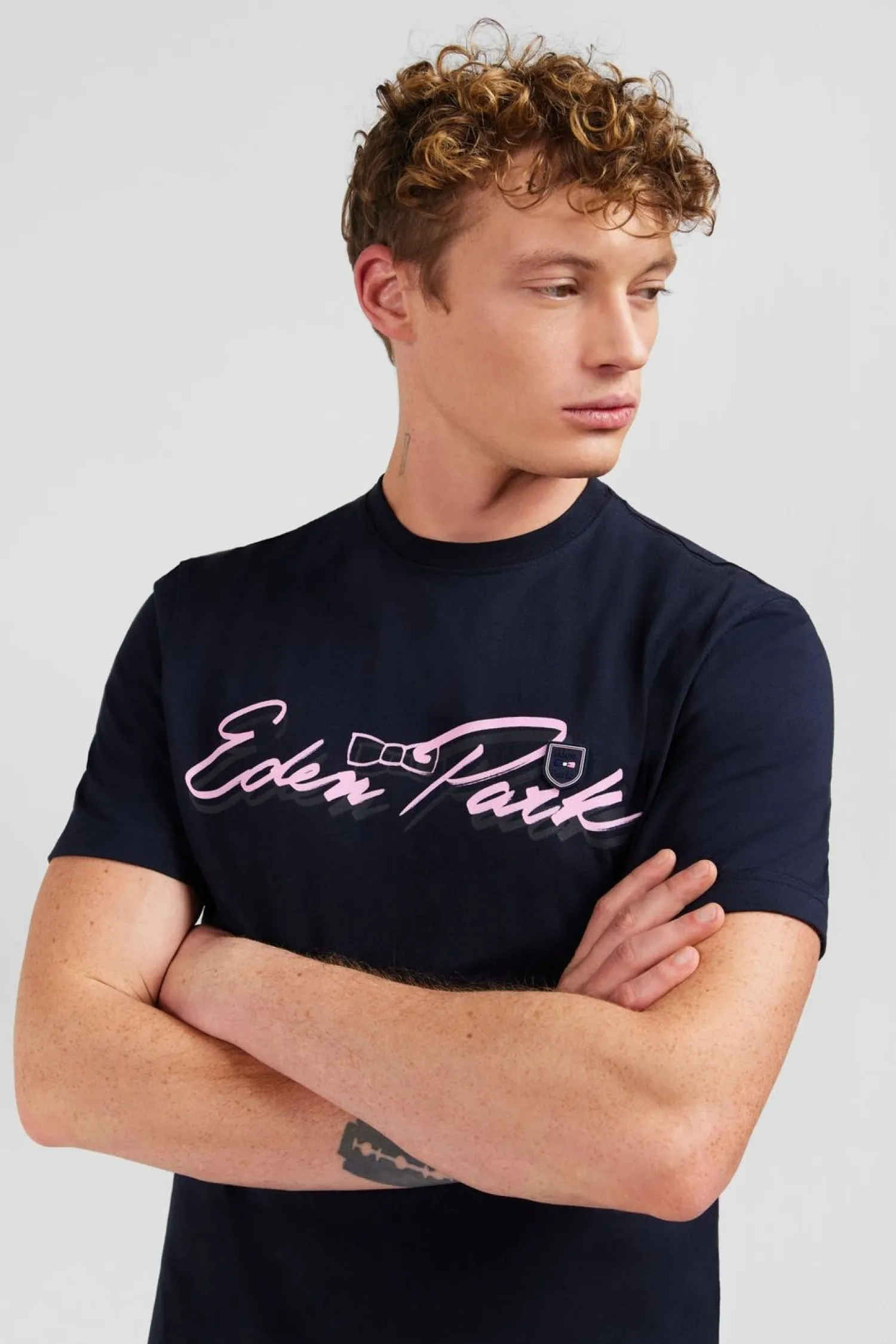 New T-hirt Beu Fonce A Doube Incription Homme T-Shirts