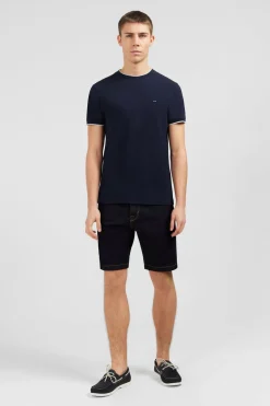 New T-hirt Beu Fonce Uni A anche Courte Homme T-Shirts
