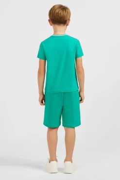 Outlet T-Shirt Col Rond Raye Vert En Coton Stretch Enfant Enfant
