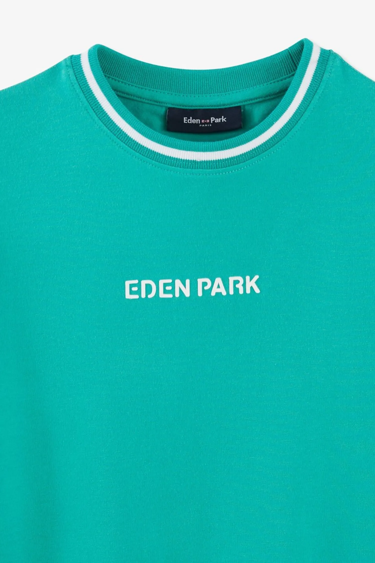Outlet T-Shirt Col Rond Raye Vert En Coton Stretch Enfant Enfant