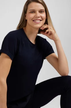 Clearance T-hirt De port anche Courte A Detai Cerce Beu arine Femme T-Shirts