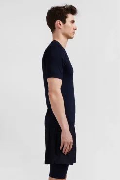 Sale T-hirt De port anche Courte A Detai Cerce Beu arine Homme T-Shirts