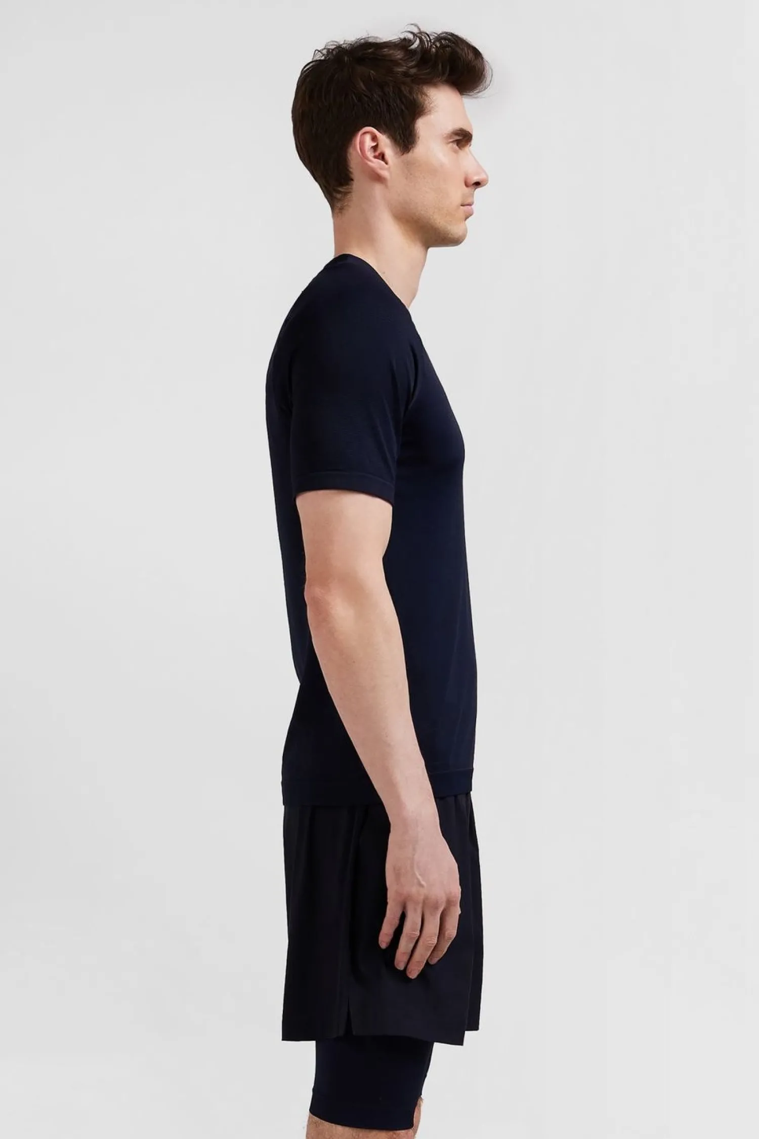 Sale T-hirt De port anche Courte A Detai Cerce Beu arine Homme T-Shirts