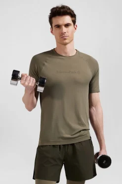 Hot T-hirt De port anche Courte A Detai Cerce Kaki Homme T-Shirts