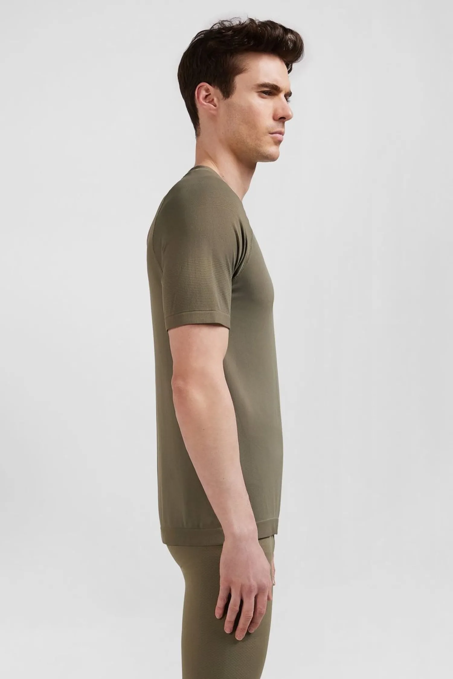 Hot T-hirt De port anche Courte A Detai Cerce Kaki Homme T-Shirts